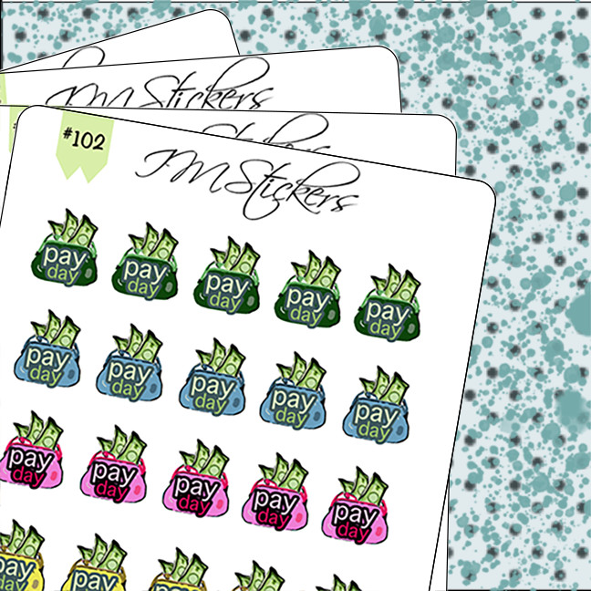 Pay Day Money Pay Check Tracker Hand Drawn Planner Stickers Organizer Finances