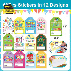 60Pcs Teacher Appreciation Stickers Thank You Teacher Gift Label Stickers Self-A