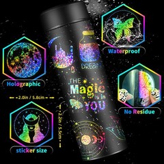 100 PCS Colorful Laser Magic PET Stickers Aesthetic for DIY Guitar Scrapbooking