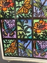 Vintage 1990s Hallmark Stained Glass Style Butterfly Stickers 3 Sheets Made USA