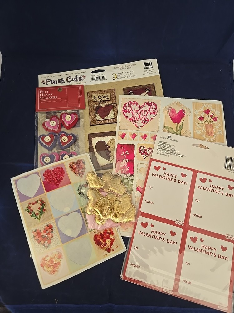 Valentine Hearts Scrapbooking Sticker Lot Of 5