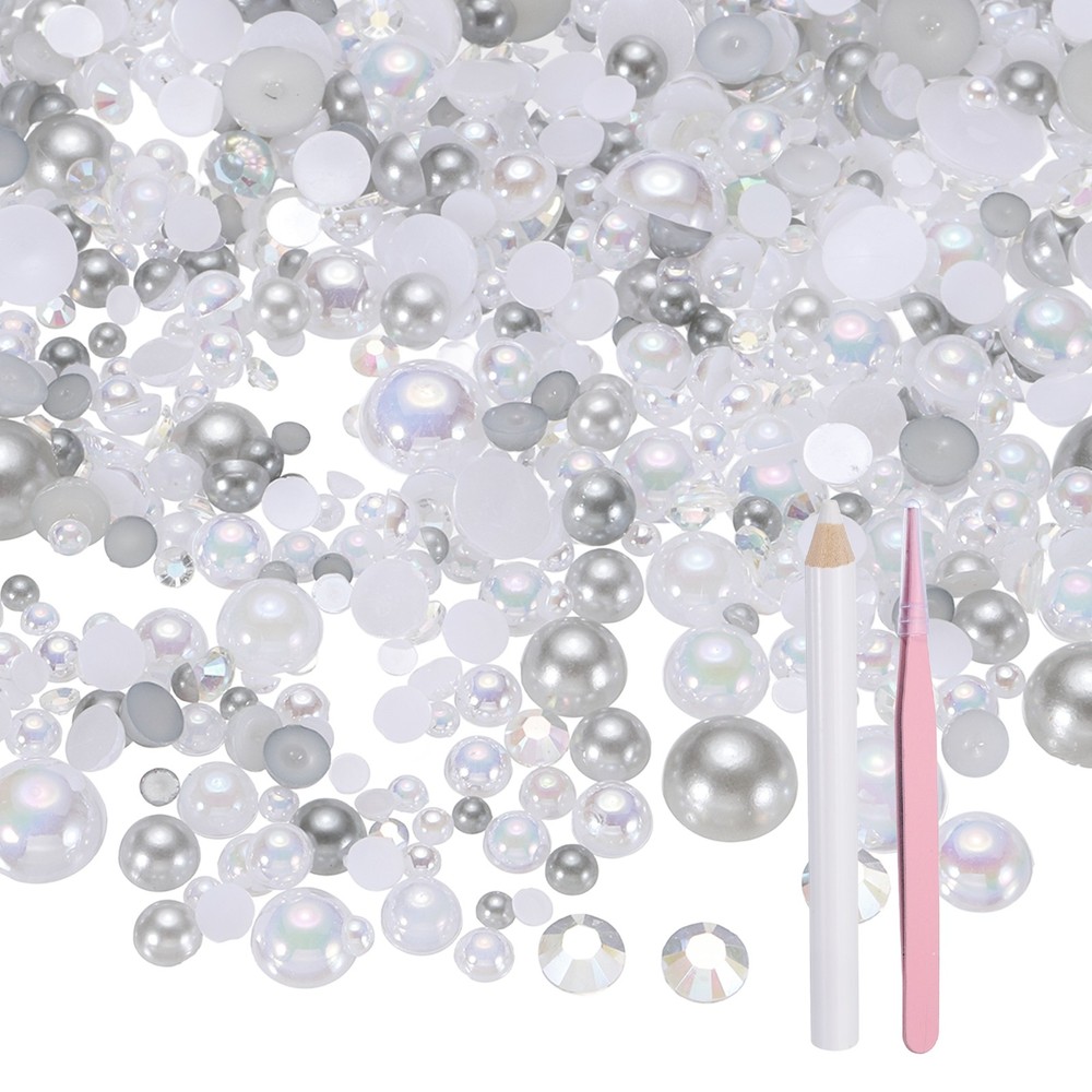 60g Half Pearl Rhinestones, Gray Series