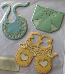 BABY CLOTHES Laser Overlay Die-Cuts(3pc)DCWV•Booties•Bib•Diaper •Newborn•Hearts
