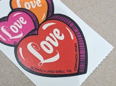 Vintage Mello Smello LOVE HEARTS CANDY Scratch & Sniff Sticker