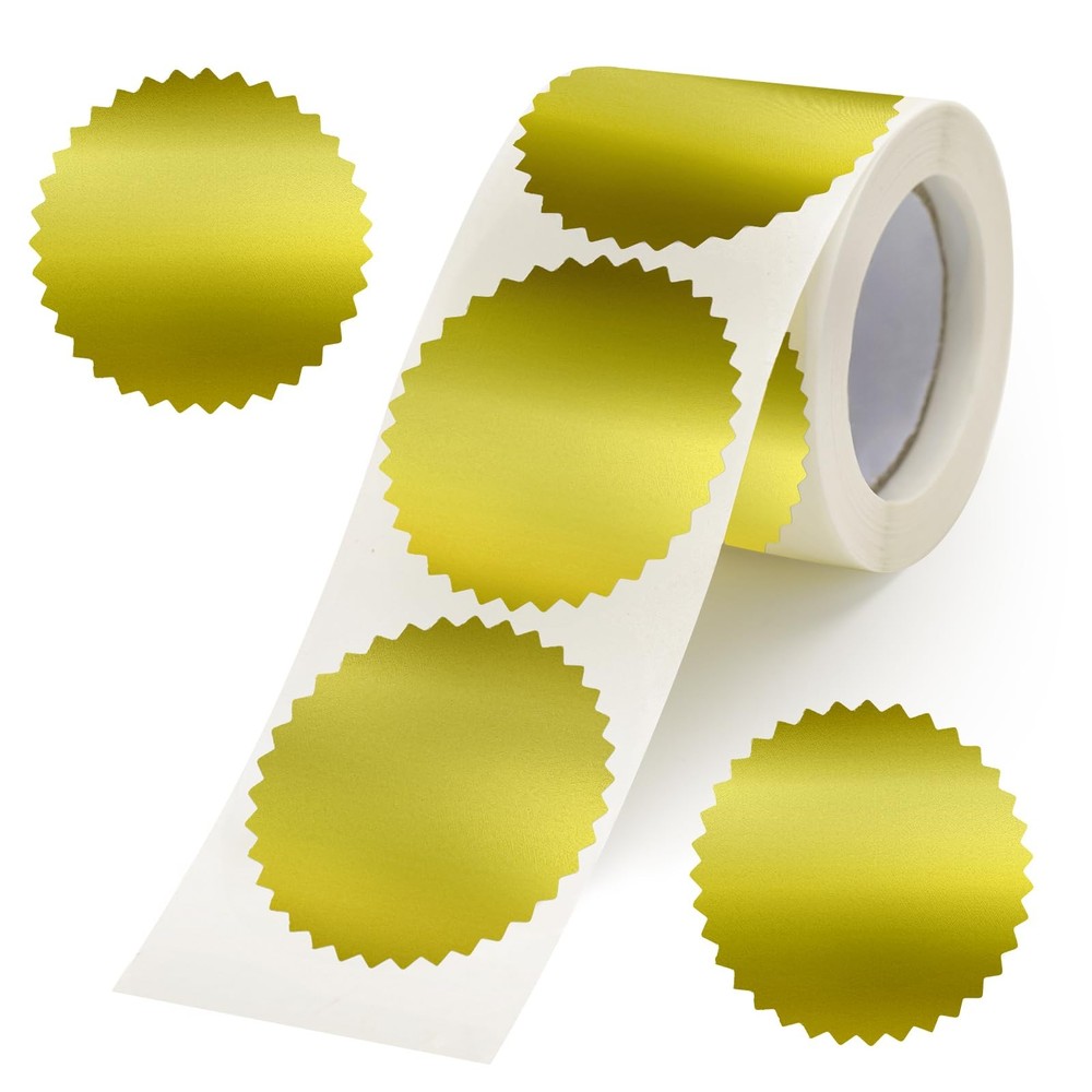 Embossing Stickers 300 Pcs 2 Gold Foil Seals Self-Adhesive Envelope Labels