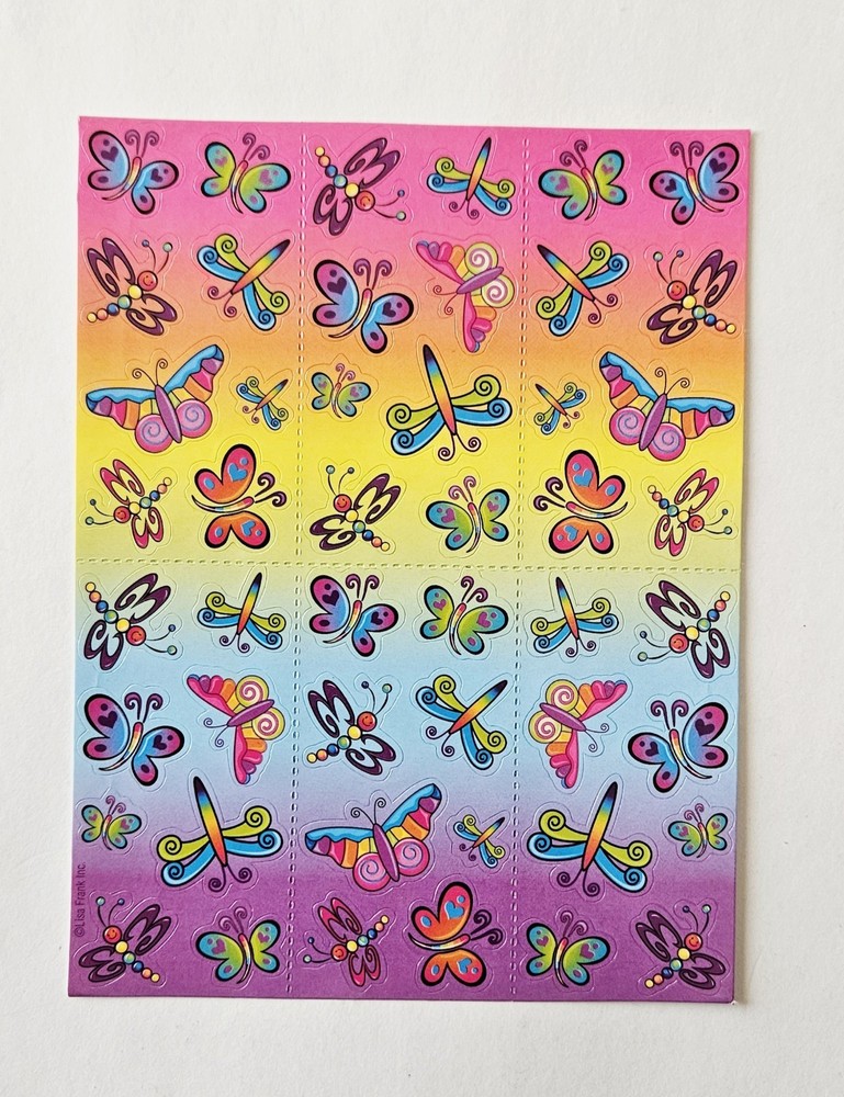 Lisa Frank Stickers Rainbow Butterfly Dragonfly Sheet Sticker Fun Butterflies
