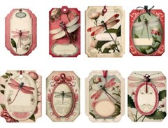 Dragonfly Tags Set Junk Journals Scrapbook USA Seller