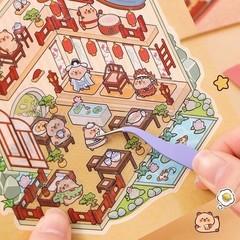 40 Sets DIY 3D Sticker Scene Collection Book, Miniature Cute Cartoon Animal Stic