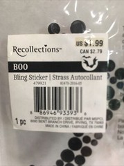 Halloween Black Rhinestone Bling Sticker “K”Recollections 6” X 4” New