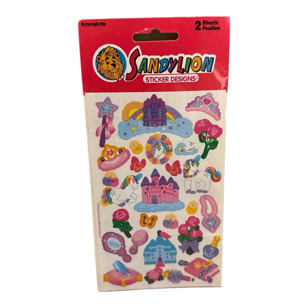 2002 Sandylion Kromekote Maxi Stickers Unicorn Rainbow Castle Fantasy NOS