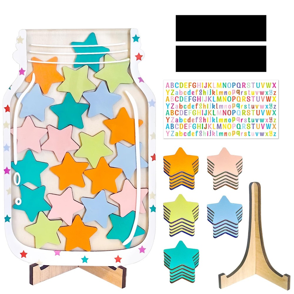 Magnetic Star Reward Jar for Kids Classroom Chore Chart, Home Rewards