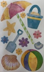 BEACH Vellum Stickers(13pc) Sandylion•Summer•Ocean•Ball •Umbrella•Shells•Sand