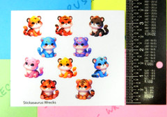 Fluffy Colorful Tigers Sticker Sheet