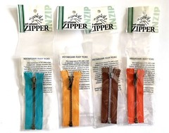 Lot of 4 Junkitz 4″ Self-Adhesive Zippers Brown Orange Turquoise Yellow