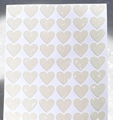 White/Ivory Glitter Heart Sticker Sheet! – Choose a Size – Cute & Sparkly!