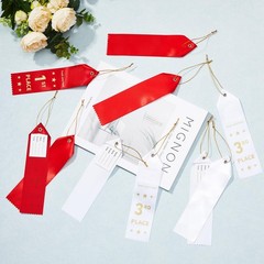 Blank Award Ribbons DIY Medal Prize Card Rope Sports Competitions Red 36 PCS