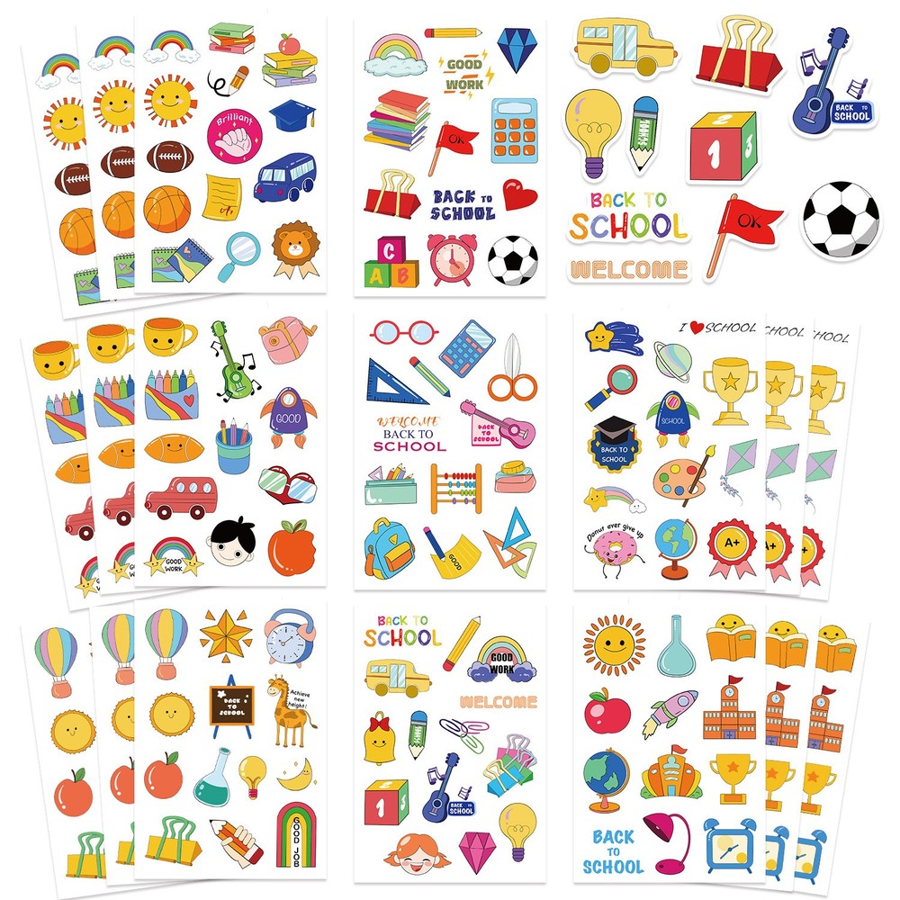 8/16PCS Cartoon Student Reward Collage Group Stickers Handicrafts Waterproof Mat