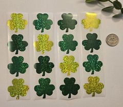 16 Sparkle Shamrock Stickers/St Patrick’s Day Stickers/St Patrick’s Day Favors