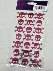 PINK Glitter Skull Stickers Crossbones Scrapbooking Craft Lot NEW 21 PCS Sticko
