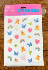 Vintage Hallmark Stickers 1985 Rainbow Heart Butterfly Star, Teddy Bear 3 Sheets