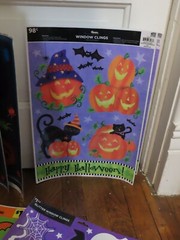 VINTAGE HALLOWEEN WINDOW CLINGS MULTIPLE SHEETS JACK-O-LANTERNS GHOSTS BATS