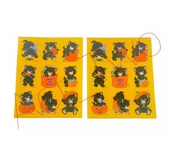 Vintage Stickers Halloween Black Cat Jack-o-Lantern Pumpkin 1993 Gibson 2 Sheets