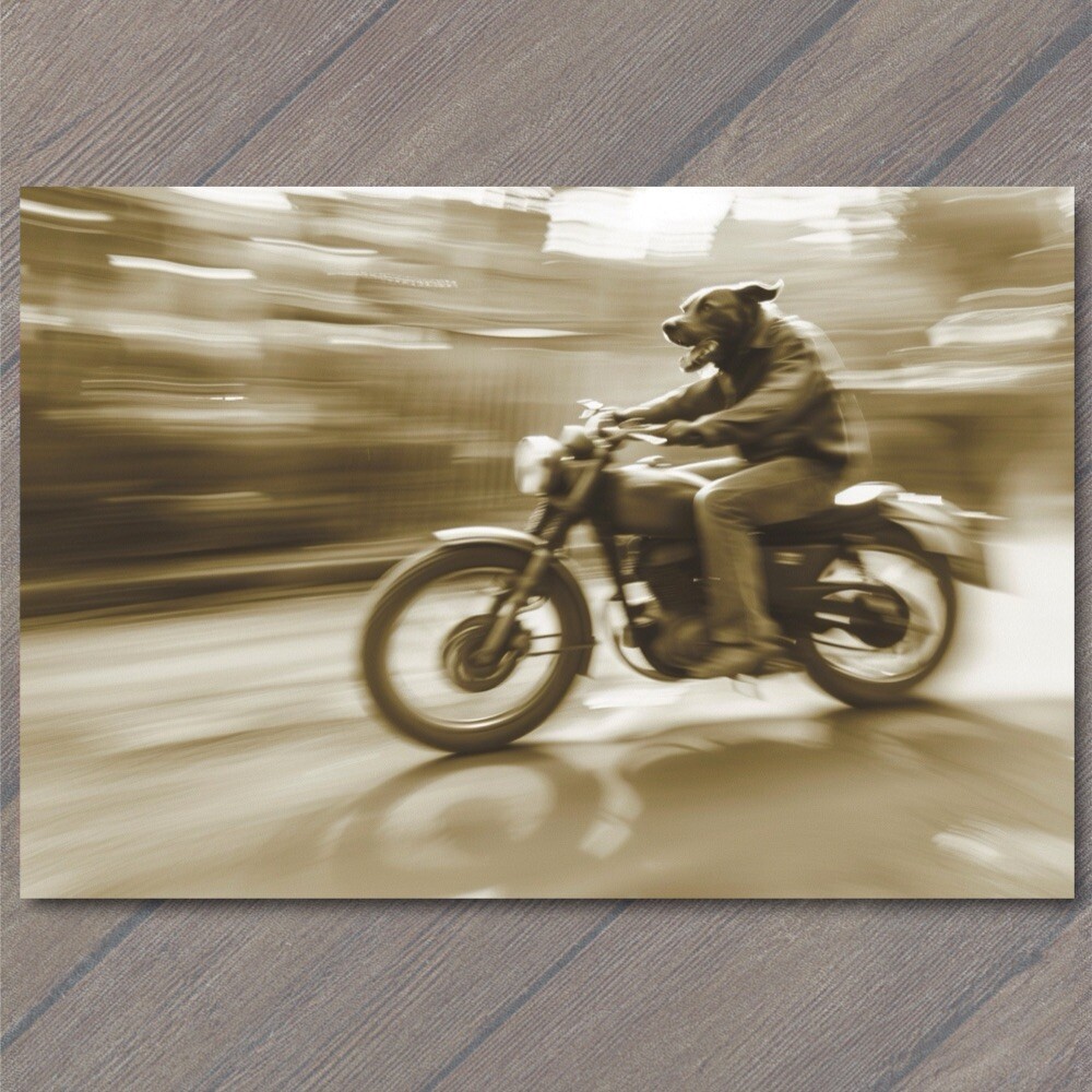 STICKER Dog People Motorcycle Weird Creepy Vintage Vibe Unreal Unusual Strange