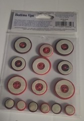 Sticko Button Ups – 15 Adhesive Buttons in red