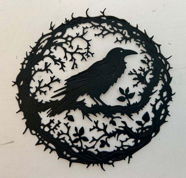 Halloween Die Cuts * Raven in Thorns * Set of 5 * Black Cardstock * Spooky!