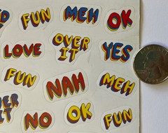 SHORT PHRASE Stickers(50pc) Words•No•Nah•Meh•Over It•Yes •Love•Ok•Fun•Did It•