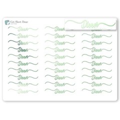 Dinner Script Planner Stickers / 30 Gold Foiled Text Headers (1.5”) /GREEN