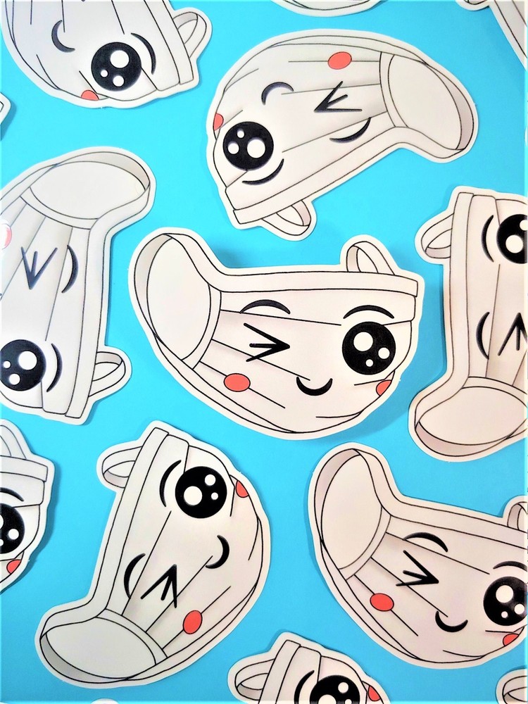 Cute Mask, Waterproof, Vinyl Sticker