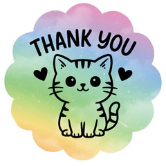 Thank You Stickers Cute Cat Labels Small Business Packaging Seals