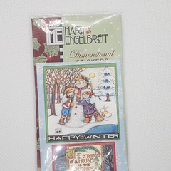 MARY ENGELBREIT Dimensional WINTER Stickers Snowman Glitter Holiday Scrapbooking