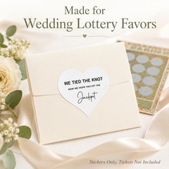 120 Heart-Shaped ‘We Tied the Knot’ Lottery Ticket Stickers for Weddings