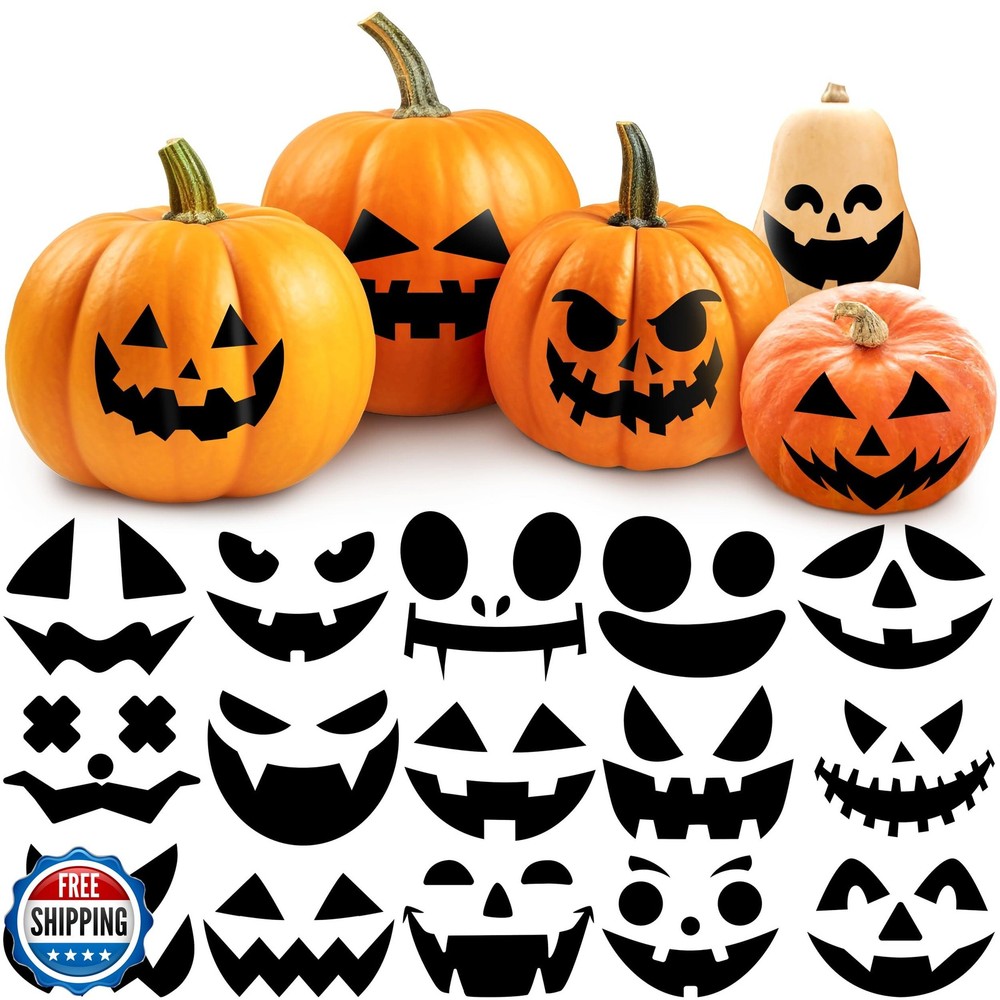 LINAYE 80 PCS Pumpkin Decorating Stickers, Halloween Jack-O-Lantern Face Stic
