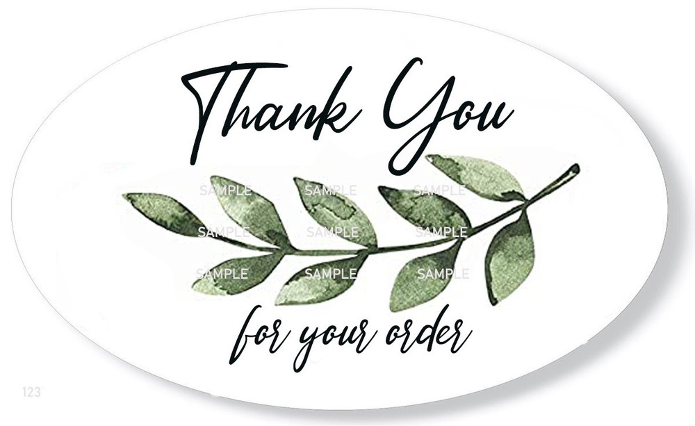 GREENERY THANK YOU FOR YOUR ORDER LABELS OVAL ENVELOPE SEALS SCRAPBOOK STICKERS