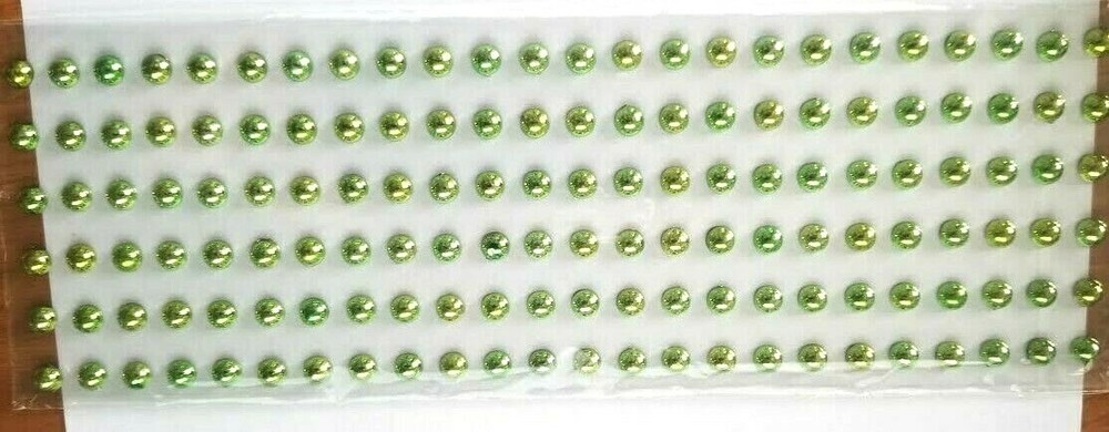 CraftbuddyUS 144 pcs x 8mm Self Adhesive Round Gems, Color – Green