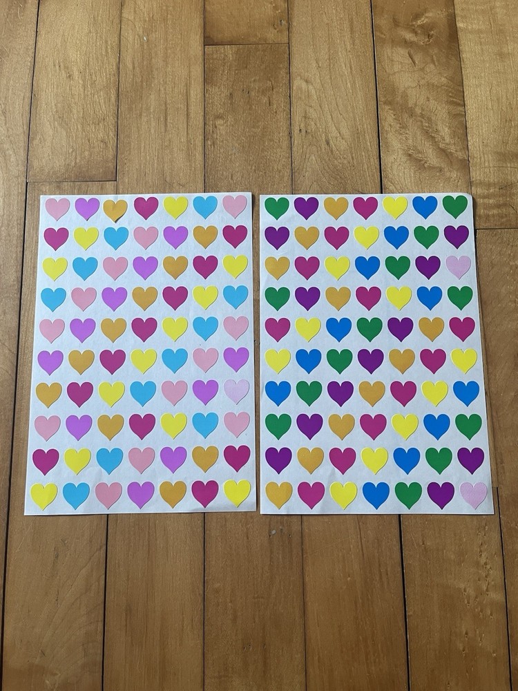 Vtg Mini Heart Stickers, Multi Colored, 1990s, Valentines, Love, Retro, Rare