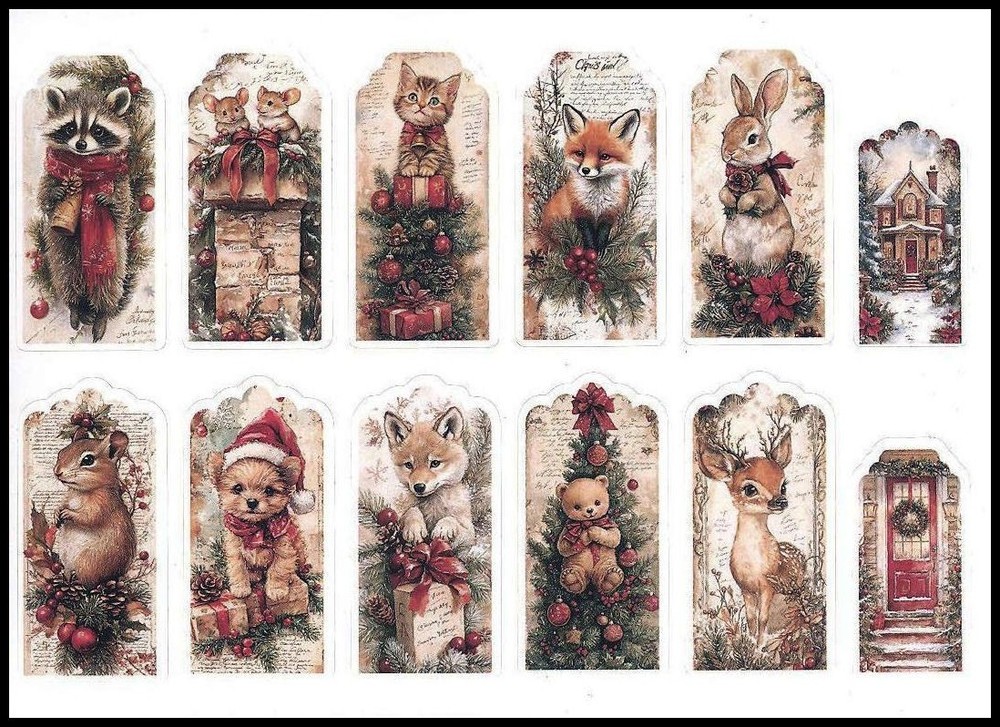 Stickers – Bear Cat Deer Dog Fox Mouse Rabbit Raccoon Squirrel – Christmas CL169