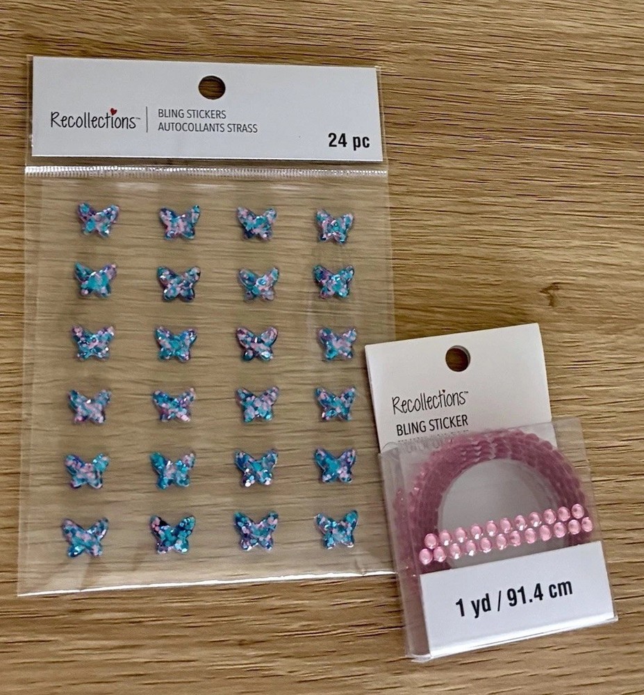 2PC Recollections Glitter/Bling Theme- Bling Butterflies & 1 YD Bling Roll- NEW