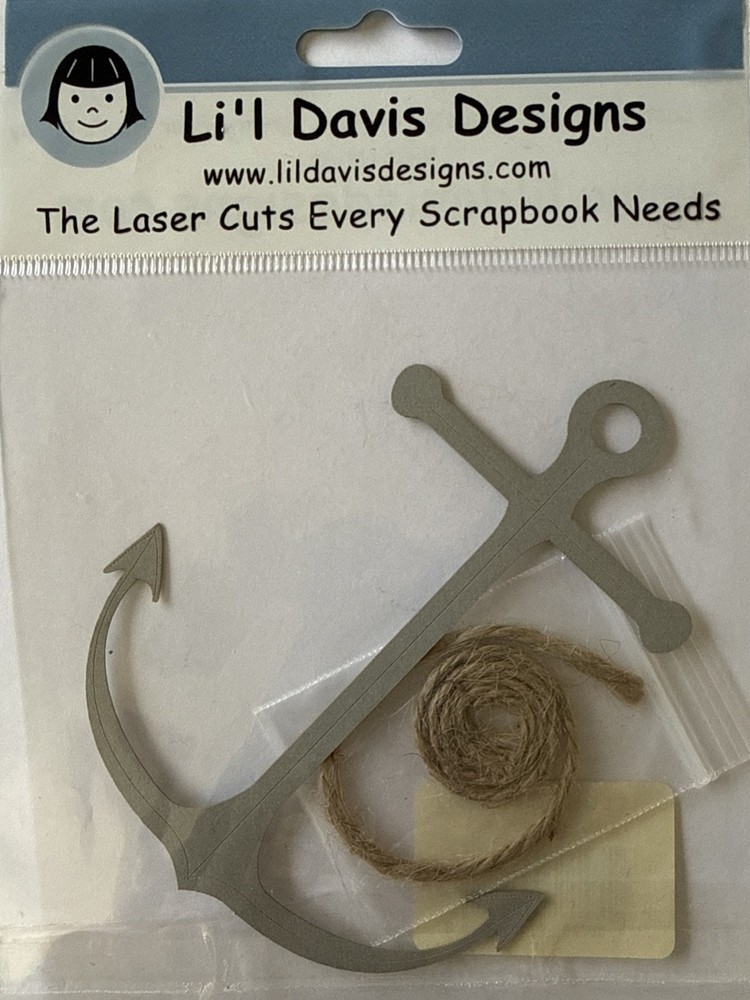 GREY SEA ANCHOR Die-Cuts (2pc)Lil Davis•Laser-Cuts•Ship •Navy•Rope•Card Making•