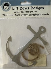 GREY SEA ANCHOR Die-Cuts (2pc)Lil Davis•Laser-Cuts•Ship •Navy•Rope•Card Making•