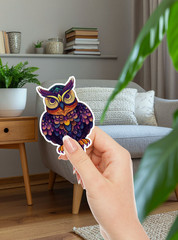 Ornate Owl Die Cut Vinyl Stickers Scrapbooking Laptop Waterbottle