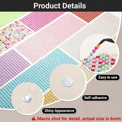 Gartful 6048PCS Gem Sticker for Craft, 6mm Adhesive Rhinestone Stickers, 12 Embe