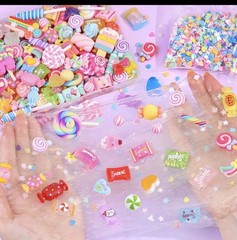 120Pcs Candy Slime Charms Assorted Cute Decoden Embellishments, Small,