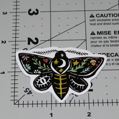 Cosmic Nature Moth Eye Flowers Vines Moon Stars Sticker