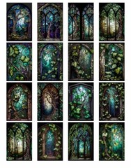 16 Pcs Stained Glass Ivy Tags Junk Scrapbook USA