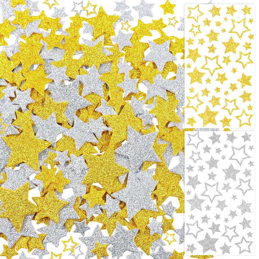 768Pcs Glitter Star Stickers Foam Stickers Small Large Stars Shape Stickers Self