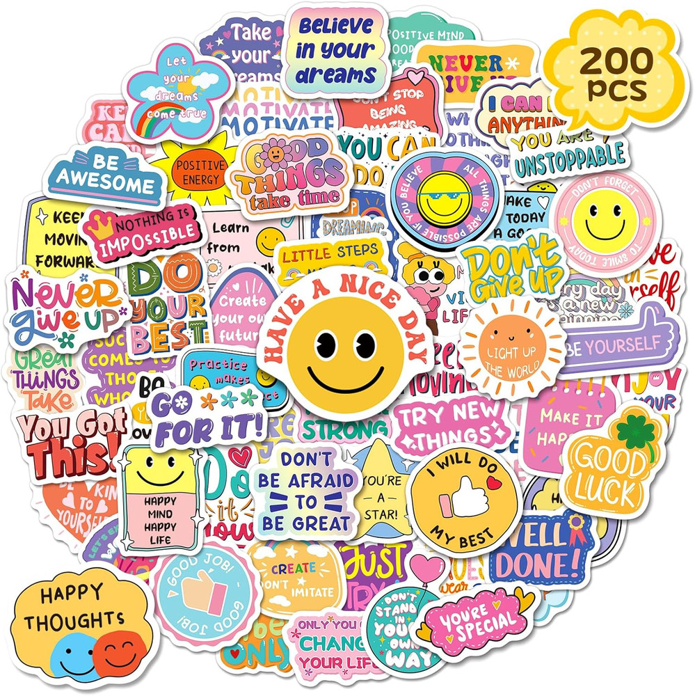 200PCS Motivational Stickers, Positive Affirmation Stickers for Kid Teen Adult